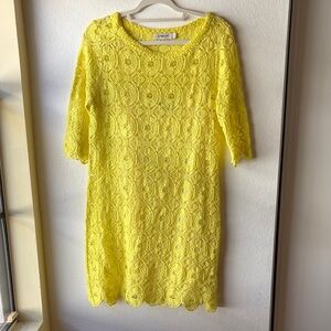 Sam & Lavy Vibrant Yellow Lace Midi Dress